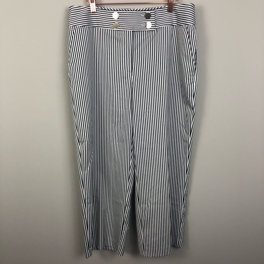 Chicos Black & White Striped Crop Pants